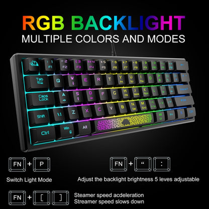 ZIYOULANG K61 62 Keys Game RGB Lighting Notebook Wired Keyboard, Cable Length: 1.5m(White Black) - Wired Keyboard by ZIYOULANG | Online Shopping UK | buy2fix