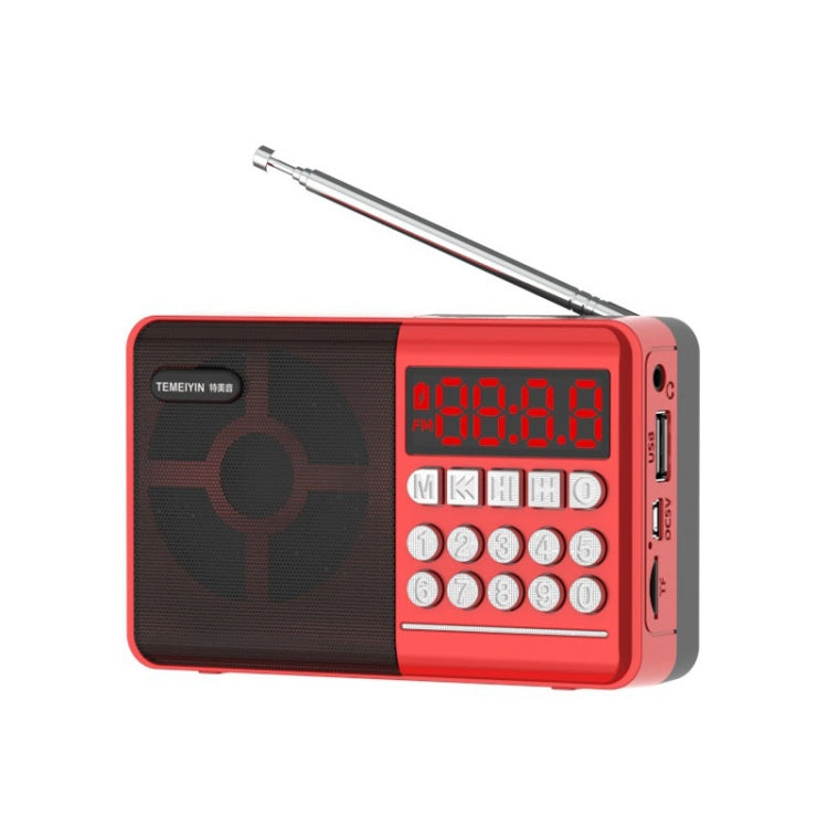 TEMEIYIN LED Digital Display Card Bluetooth Radio Speaker Morning Exercise Portable Player, Color: Red - Desktop Speaker by TEMEIYIN | Online Shopping UK | buy2fix