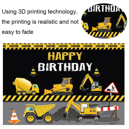 1.5m x 1m  Construction Vehicle Series Happy Birthday Photography Background Cloth(Mdm07372) - Camera Accessories by buy2fix | Online Shopping UK | buy2fix