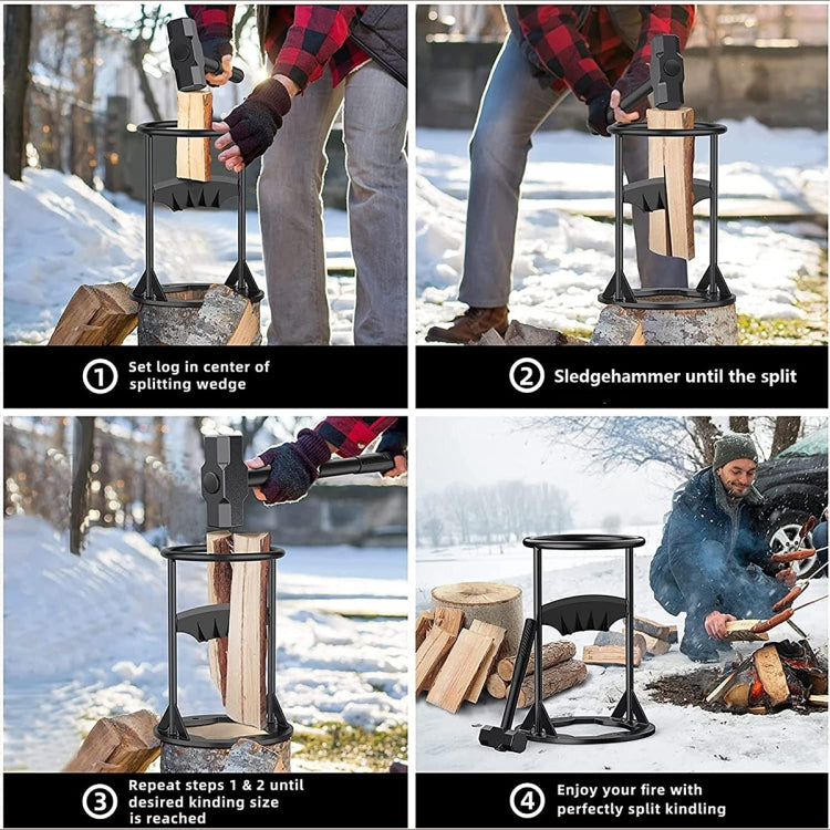 Firewood Kindling Splitter Manual Log Splitter with Carbon Steel Cutter Head, Model: Large C Type - Wood Chopping Tool by buy2fix | Online Shopping UK | buy2fix