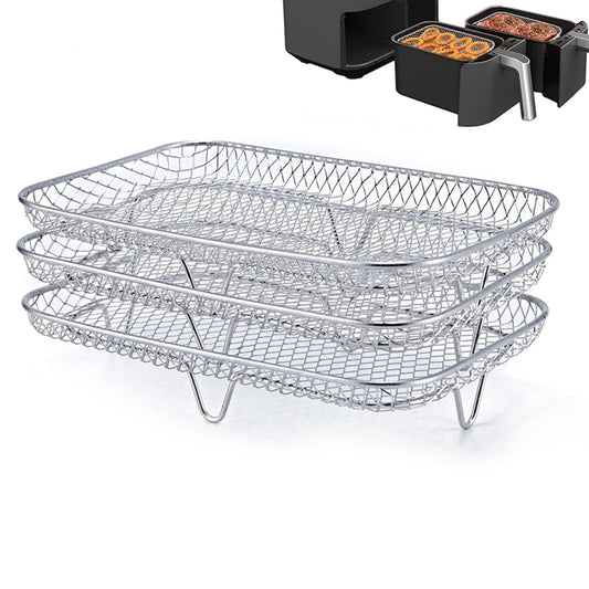 Air Fryer Accessories Three-Layer Steam Rack Stackable Dehydration Rack(Rectangle) - Home & Garden by buy2fix | Online Shopping UK | buy2fix