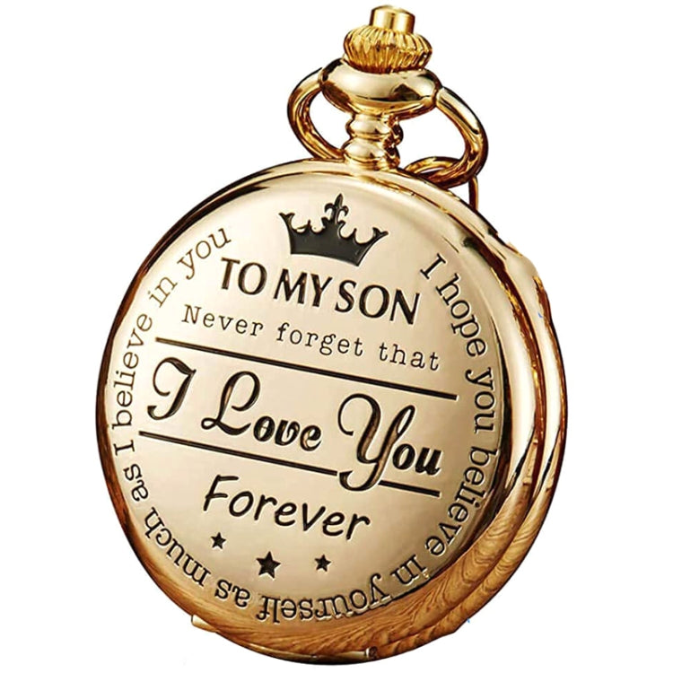 Engraved Vintage Commemorative Quartz Pocket Watch Round Watch, Style: Forever (Gold) - Necklace Watch Watches by buy2fix | Online Shopping UK | buy2fix