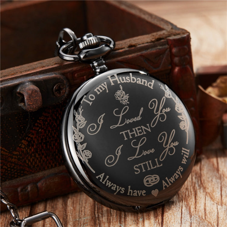 Engraved Vintage Commemorative Quartz Pocket Watch Round Watch, Style: Husband - Necklace Watch Watches by buy2fix | Online Shopping UK | buy2fix