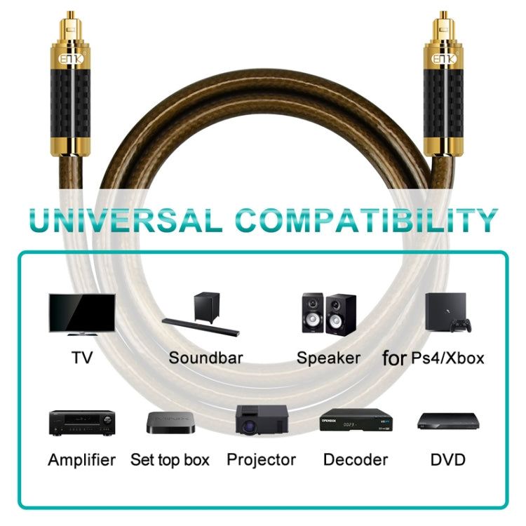 EMK GM/A8.0 Digital Optical Fiber Audio Cable Amplifier Audio Gold Plated Fever Line, Length: 15m(Transparent Coffee) - Audio Optical Cables by EMK | Online Shopping UK | buy2fix