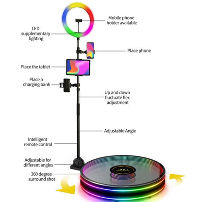 100cm Glass Type 360 Photo Booth Electric Rotating Small Stage For Parties and Weddings -  by buy2fix | Online Shopping UK | buy2fix