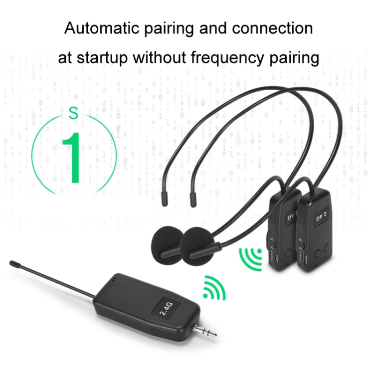 One For Two UHF Wireless Headset Microphone Lavalier Headset Amplifier - Consumer Electronics by buy2fix | Online Shopping UK | buy2fix