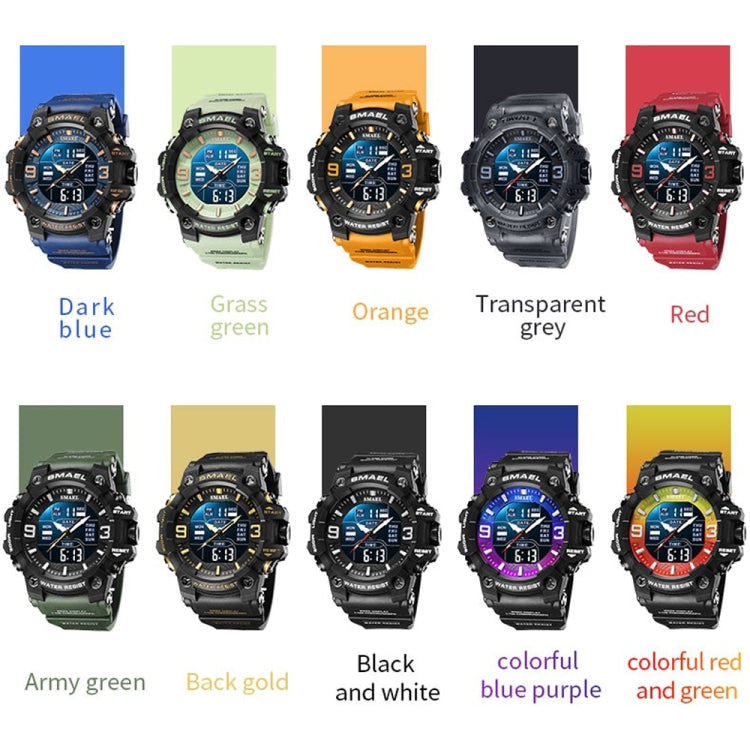 SMAEL 8049 Waterproof Sports Watch Men Multi-function Night Light Electronic Watch(Orange) - Leather Strap Watches by SMAEL | Online Shopping UK | buy2fix