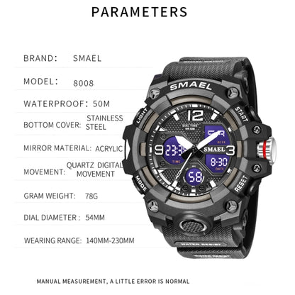 SMAEL 8008 Outdoor Sports Multifunctional Waterproof Luminous Men Watch(Deep Blue) - LED Digital Watches by SMAEL | Online Shopping UK | buy2fix