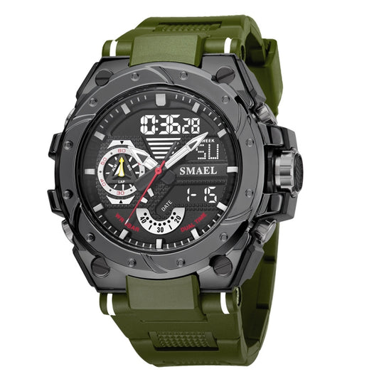 SMAEL 8060 Waterproof Sports Alloy Men Watch Luminous Display HD Mirror Watch(Army Green) - LED Digital Watches by SMAEL | Online Shopping UK | buy2fix