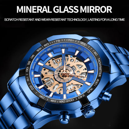 BINBOND S033 Hollowed Mechanical 30m Waterproof Luminous Quartz Watch, Color: White Steel-White - Metal Strap Watches by BINBOND | Online Shopping UK | buy2fix