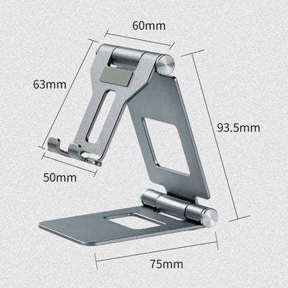 Z10A   Aluminum Alloy Double Folding Mobile Phone Holder Desktop Tablet Lazy Holder(Black) - Desktop Holder by buy2fix | Online Shopping UK | buy2fix
