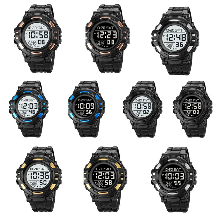 SKMEI 2003 Multifunctional Back Light Sports Watch Mens Countdown Date Alarm Clock Watch(Gold Black Machine) - LED Digital Watches by SKMEI | Online Shopping UK | buy2fix