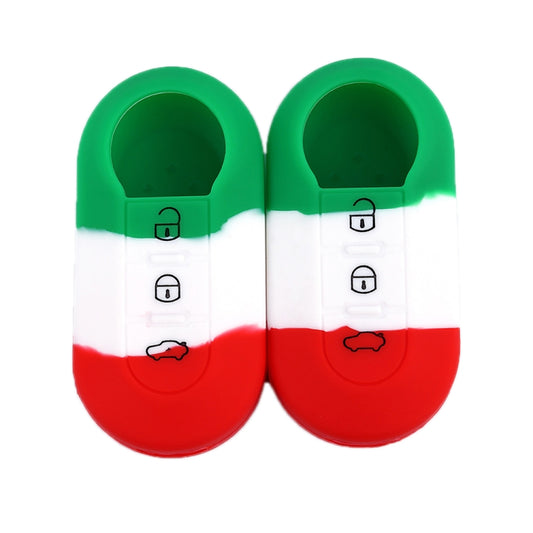 For Fiat 500 2pcs Car Key Remote Silicone Case(Green+White+Red) - In Car by buy2fix | Online Shopping UK | buy2fix
