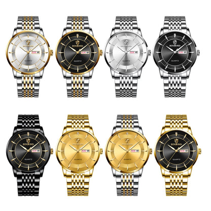 BINBOND B2077 30M Waterproof Quartz Luminous Watch Butterfly Buckle Men's Steel Belt Watch(White Steel-White) - Metal Strap Watches by BINBOND | Online Shopping UK | buy2fix