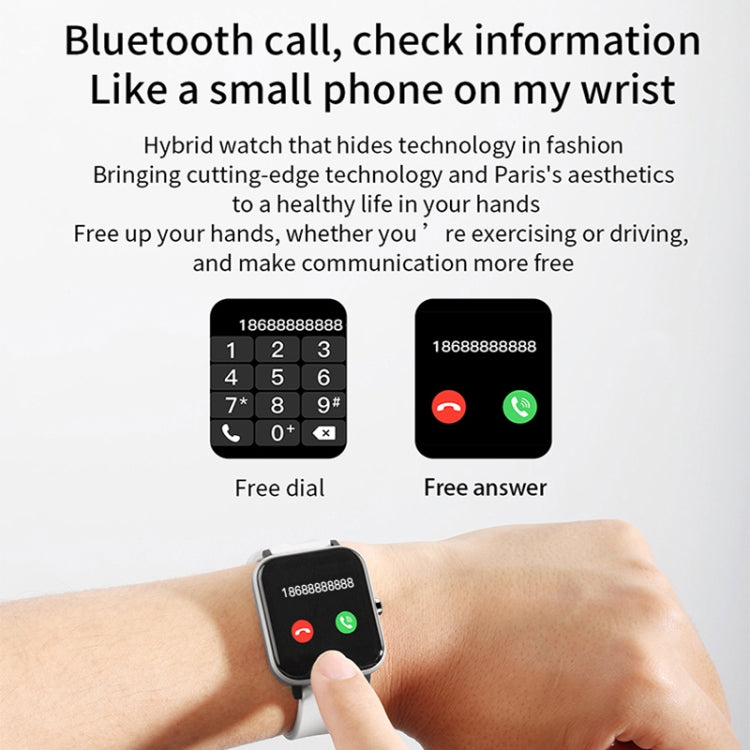 H10 1.69 inch Screen Bluetooth Call Smart Watch, Support Heart Rate/Blood Pressure/Sleep Monitoring, Color: Silver Net+Silicone - Smart Wear by buy2fix | Online Shopping UK | buy2fix