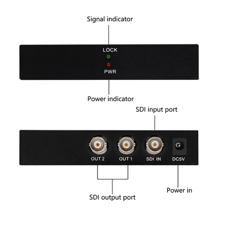 1 In 2 Out SD-SDI / HD-SDI / 3G-SDI Distribution Amplifier Video SDI Splitter(UK Plug) -  by buy2fix | Online Shopping UK | buy2fix