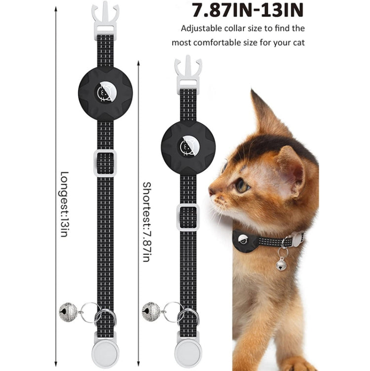 For AirTag Tracker Silicone Case Reflective Pet Cat Collar With Bell(Black) -  by buy2fix | Online Shopping UK | buy2fix