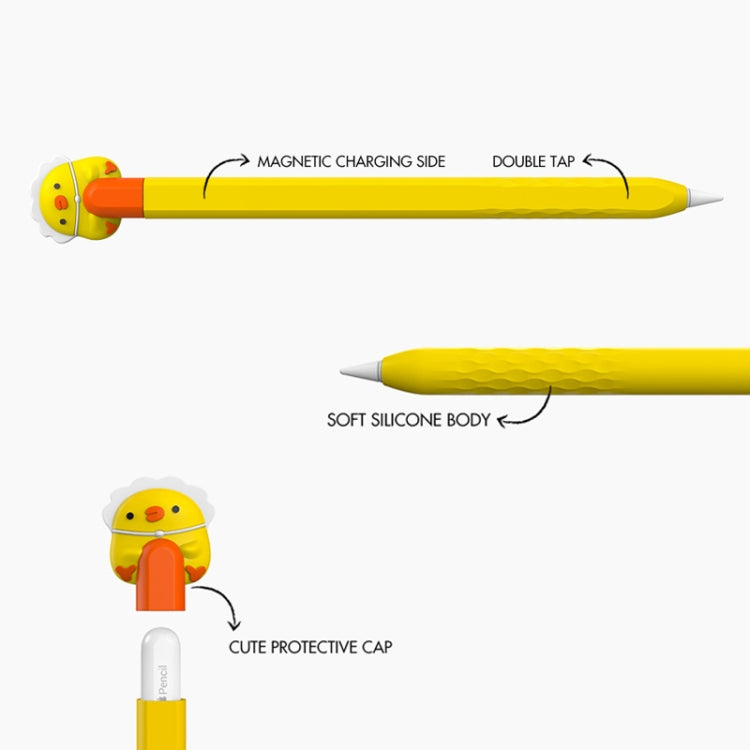 For Apple Pencil 2 AhaStyle PT-LC129 Pen Case Cartoon Silicone Protective Case(Chicken Yellow) - Pencil Accessories by AhaStyle | Online Shopping UK | buy2fix