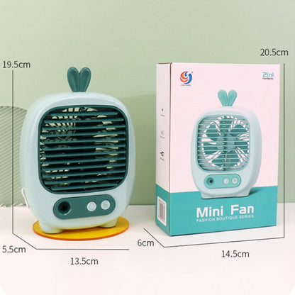 1315 Spray Humidification Hydrating Cartoon Fan USB Charging Desktop Fan(Bunny Green) - Electric Fans by buy2fix | Online Shopping UK | buy2fix