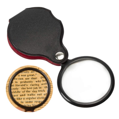 5pcs 6X 60mm Foldable Leather Case Reading Magnifier - Hand Held Style by buy2fix | Online Shopping UK | buy2fix