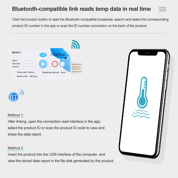 Temp012 Temperature Bluetooth APP Connect Medical Warehouse Cold Chain Transport USB Data Recorder - Thermostat & Thermometer by buy2fix | Online Shopping UK | buy2fix