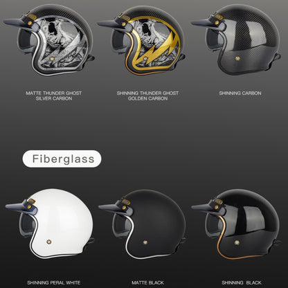 SOMAN Motorcycle Four Seasons Carbon Fiber Half Helmet, Color: Carbon Fiber Gold Lightning(M) - Helmets by SOMAN | Online Shopping UK | buy2fix