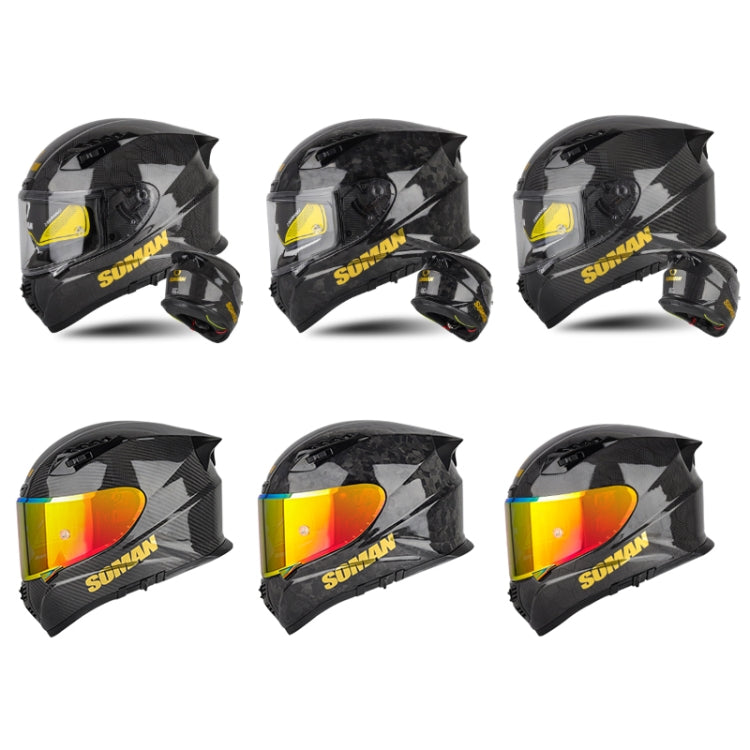 SOMAN Motorcycle Carbon Fiber Double Lens Thermal Safety Helmet, Size: S(Cheetah Print REVO) - Helmets by SOMAN | Online Shopping UK | buy2fix