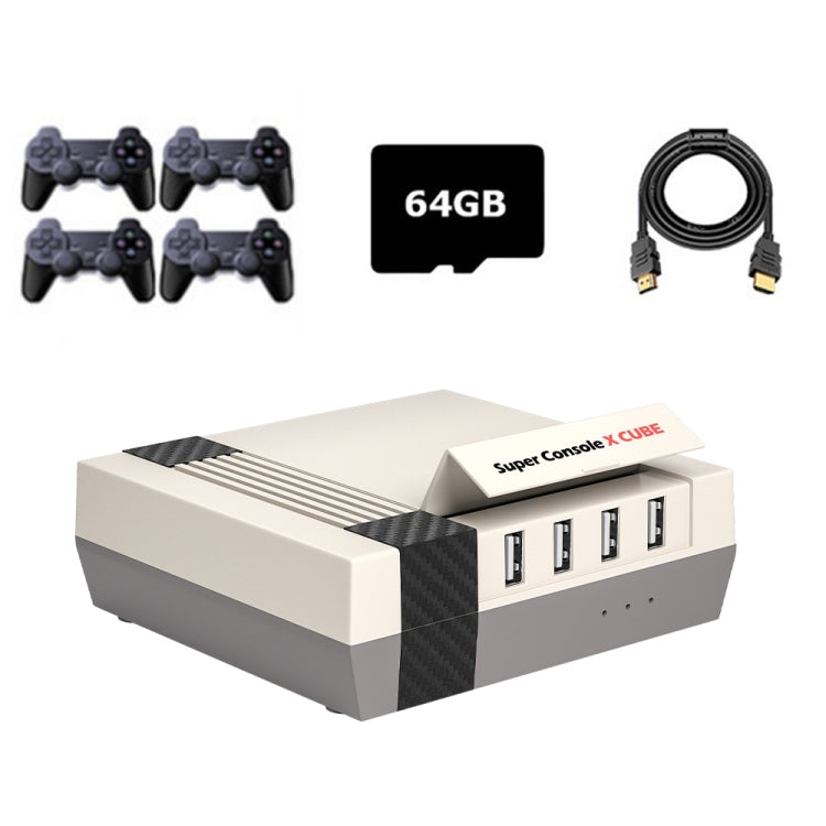 Super Console X Cube Wireless Retro TV Video Game Console Built-in 50+ Emulators 64G 33000+ Games 4 Handles(AU Plug) - Pocket Console by buy2fix | Online Shopping UK | buy2fix