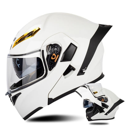 SOMAN Motorcycle Dual Lens Riding Peel-Off Full Coverage Helmet, Size: S(Pearl White) - Helmets by SOMAN | Online Shopping UK | buy2fix