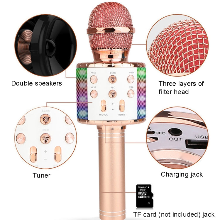 WS-858L LED Light Flashing Wireless Capacitance Microphone Comes With Audio Mobile Phone Bluetoon Live Microphone(Blue) - Microphone by buy2fix | Online Shopping UK | buy2fix