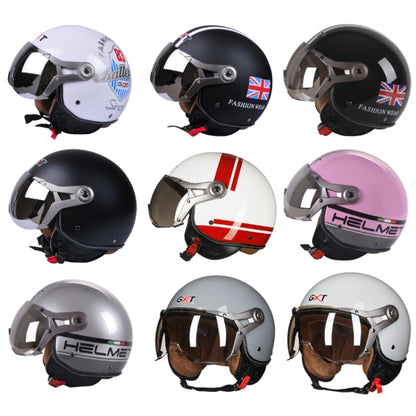 GXT Electric Vehicle Half Cover Helmet Four Seasons Retro Helmet, Size: L(Painted White Red Stripes) - Helmets by GXT | Online Shopping UK | buy2fix