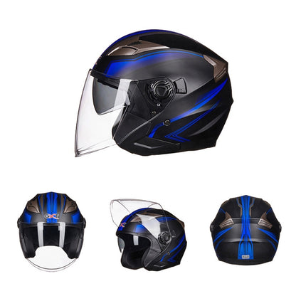 GXT 708 Electric Vehicle Dual Lens Helmet Four Seasons Safety Helmet, Size: XL(Matt Black Blue) - Helmets by GXT | Online Shopping UK | buy2fix