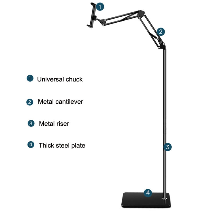 175cm Mobile Phone Tablet Live Broadcast Bedside Lifting Bracket Telescopic Cantilever Model (White) - Lazy Bracket by buy2fix | Online Shopping UK | buy2fix