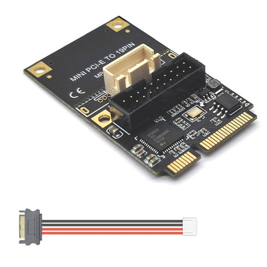 Mini PCI-E To USB3.2 GEN1 Front 19Pin 2 Ports Transfer Card Supports Half High S 4PIN Electric Point - Add-on Cards by buy2fix | Online Shopping UK | buy2fix