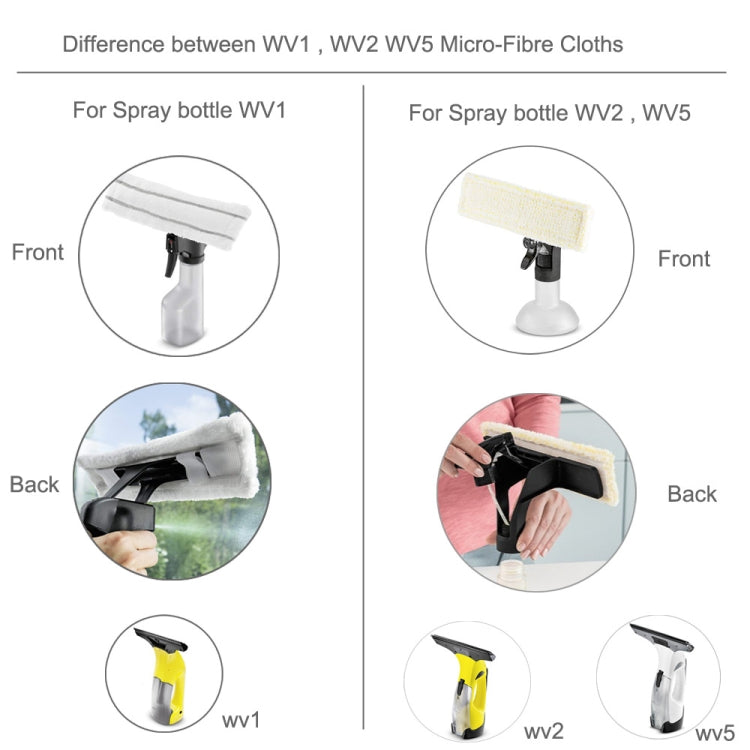 For Karcher WV1 WV2 WV5 Window Cleaner Spray Bottle Microfiber Cloth Mop(White Gray) - Other Accessories by buy2fix | Online Shopping UK | buy2fix