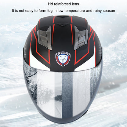 KUQIBAO Motorcycle Smart Bluetooth Sun Protection Double Lens Safety Helmet, Size: L(Glossy Black Phantom Fiber) - Helmets by KUQIBAO | Online Shopping UK | buy2fix