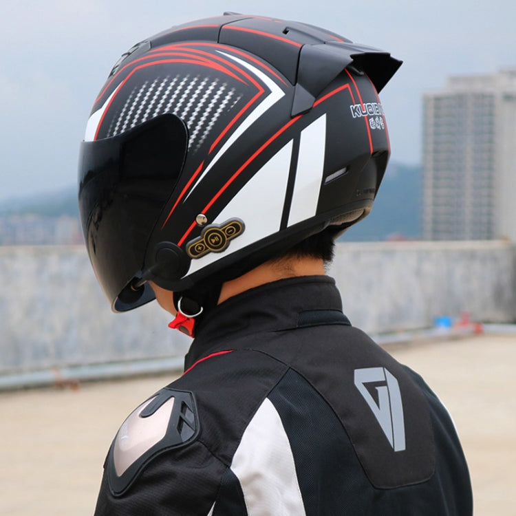 KUQIBAO Motorcycle Smart Bluetooth Sun Protection Double Lens Safety Helmet, Size: XL(Matte Black+Black Tail) - Helmets by KUQIBAO | Online Shopping UK | buy2fix