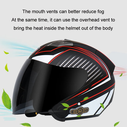 KUQIBAO Motorcycle Smart Bluetooth Sun Protection Double Lens Safety Helmet, Size: XL(Matte Black+Black Tail) - Helmets by KUQIBAO | Online Shopping UK | buy2fix