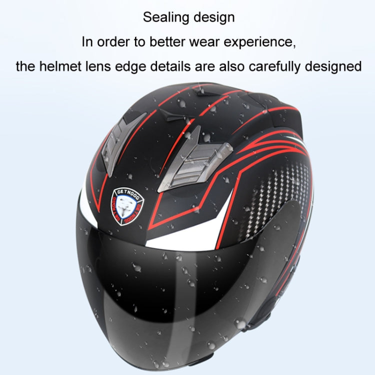 KUQIBAO Motorcycle Smart Bluetooth Sun Protection Double Lens Safety Helmet, Size: L(White Phantom Fiber) - Helmets by KUQIBAO | Online Shopping UK | buy2fix