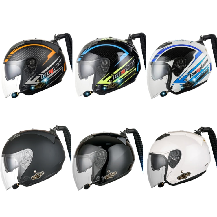 KUQIBAO Motorcycle Bluetooth Headset Double Lens Helmet With Braid, Size: L(Fruits Black Phantom Fiber) - Helmets by KUQIBAO | Online Shopping UK | buy2fix