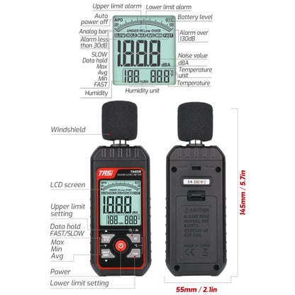 TASI TA651B Household Noise Tester Decibel Device - Light & Sound Meter by TASI | Online Shopping UK | buy2fix