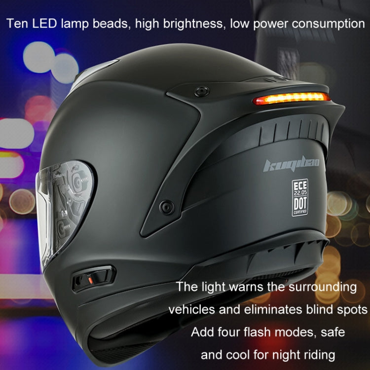 KUQIBAO Motorcycle Dual Lens Anti-Fog Helmet With LED Light, Size: M(Bright Black Wake Lion) - Helmets by KUQIBAO | Online Shopping UK | buy2fix