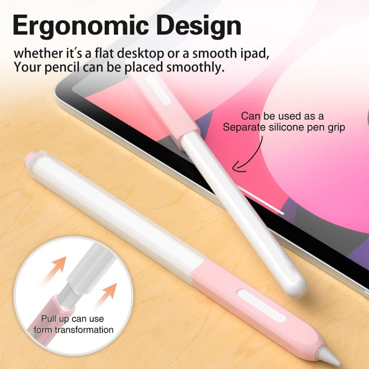 For Apple Pencil 2 Non-Slip Anti-Fall Translucent Segmented Pen Case(Sakura Pink) - Pencil Accessories by buy2fix | Online Shopping UK | buy2fix