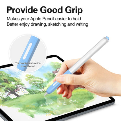 For Apple Pencil 2 Non-Slip Anti-Fall Translucent Segmented Pen Case(Crescent White) - Pencil Accessories by buy2fix | Online Shopping UK | buy2fix