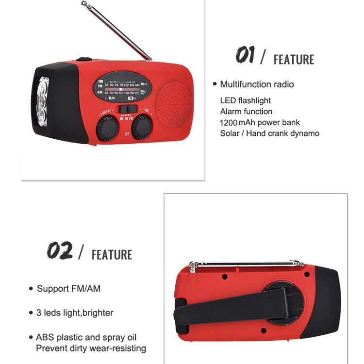 HanRongda HRD-902 Disaster Prevention and Emergency Solar Charging Lighting Mobile Portable Radio(Red) - Radio Player by HanRongda | Online Shopping UK | buy2fix