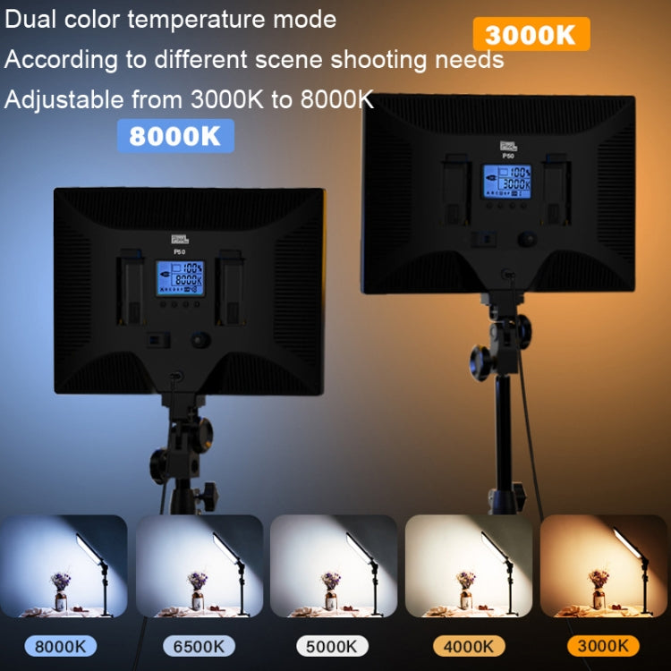 Pixel P50 Dual Color Temperature Flat Panel Fill Light 45W Soft Outdoor Shooting Fill Light For Straight Photography(Lamp+AU Plug Adapter) -  by Pixel | Online Shopping UK | buy2fix