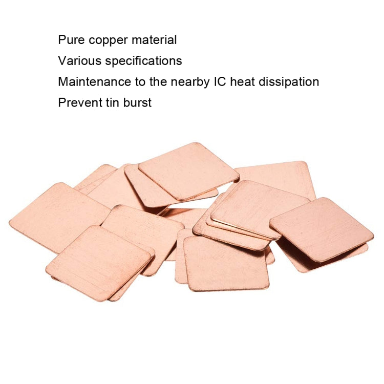 20pcs Laptop Cooling Copper Heat Sink Thermal Conductive Tabs Cell Phone Computer Graphics Card Heat Sinks 15x15x1.8mm - Others by buy2fix | Online Shopping UK | buy2fix