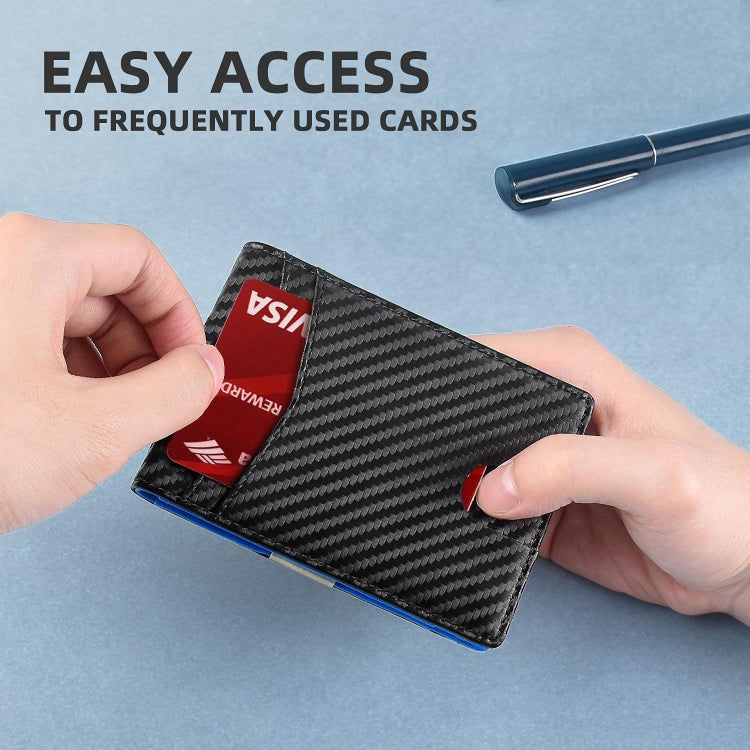 RFID Anti-Magnetic And Anti-Theft Leather Multi-Card Credit Card Wallet Coin Purse(Carbon Fiber Black+Black Inside) - Antimagnetic RFID Package by buy2fix | Online Shopping UK | buy2fix