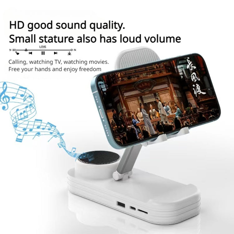 2-in-1 Desktop Bluetooth Speaker Stand Mobile Phone Tablet Holder(White) - Desktop Holder by buy2fix | Online Shopping UK | buy2fix