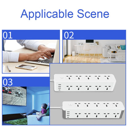 D15 2m 3000W 10 Plugs + PD + 3-USB Ports Vertical Socket With Switch, Specification: Two-pin US Plug - Extension Socket by buy2fix | Online Shopping UK | buy2fix